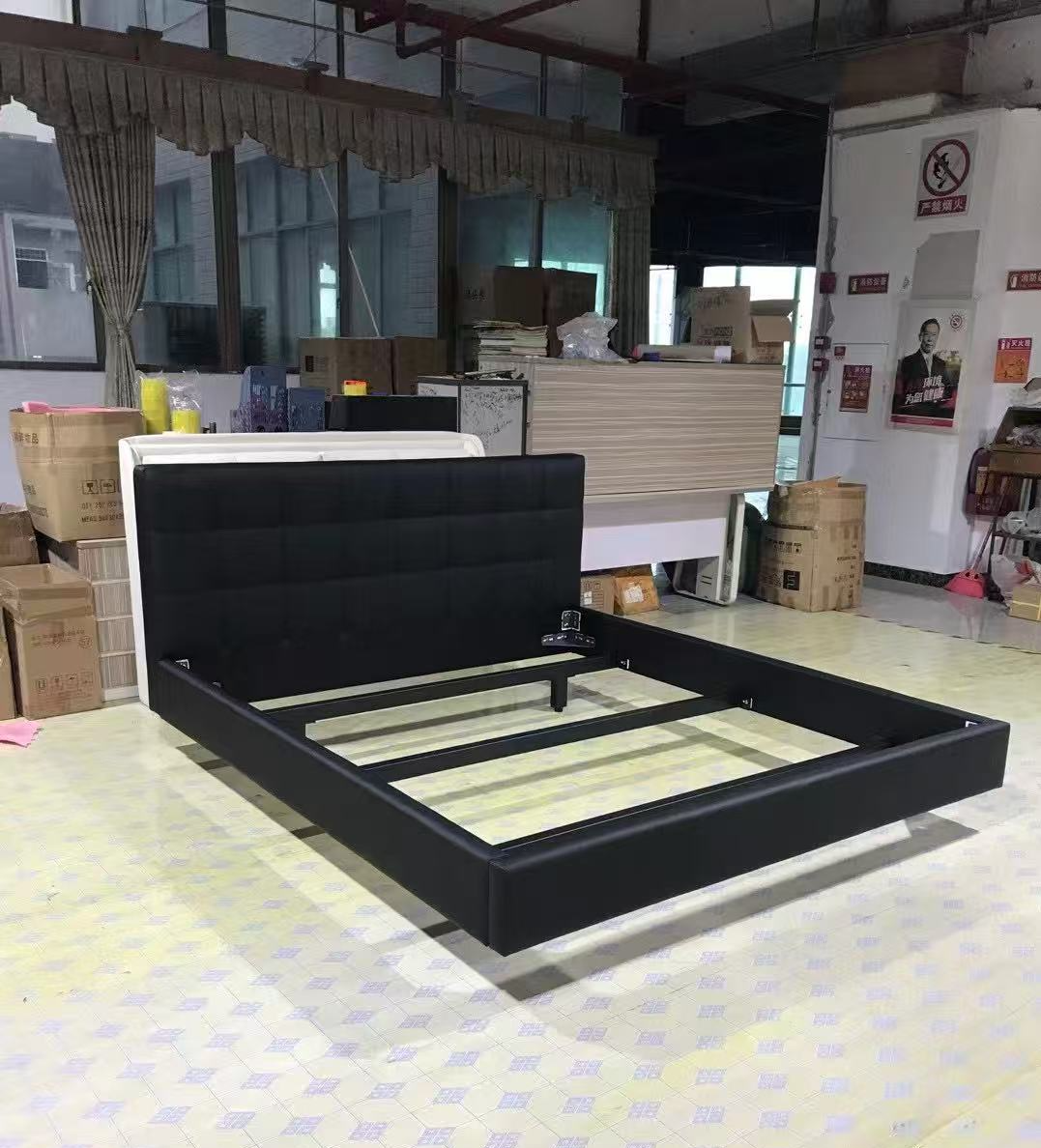 modern-black-upholstered-bed-frame-foshan-factory